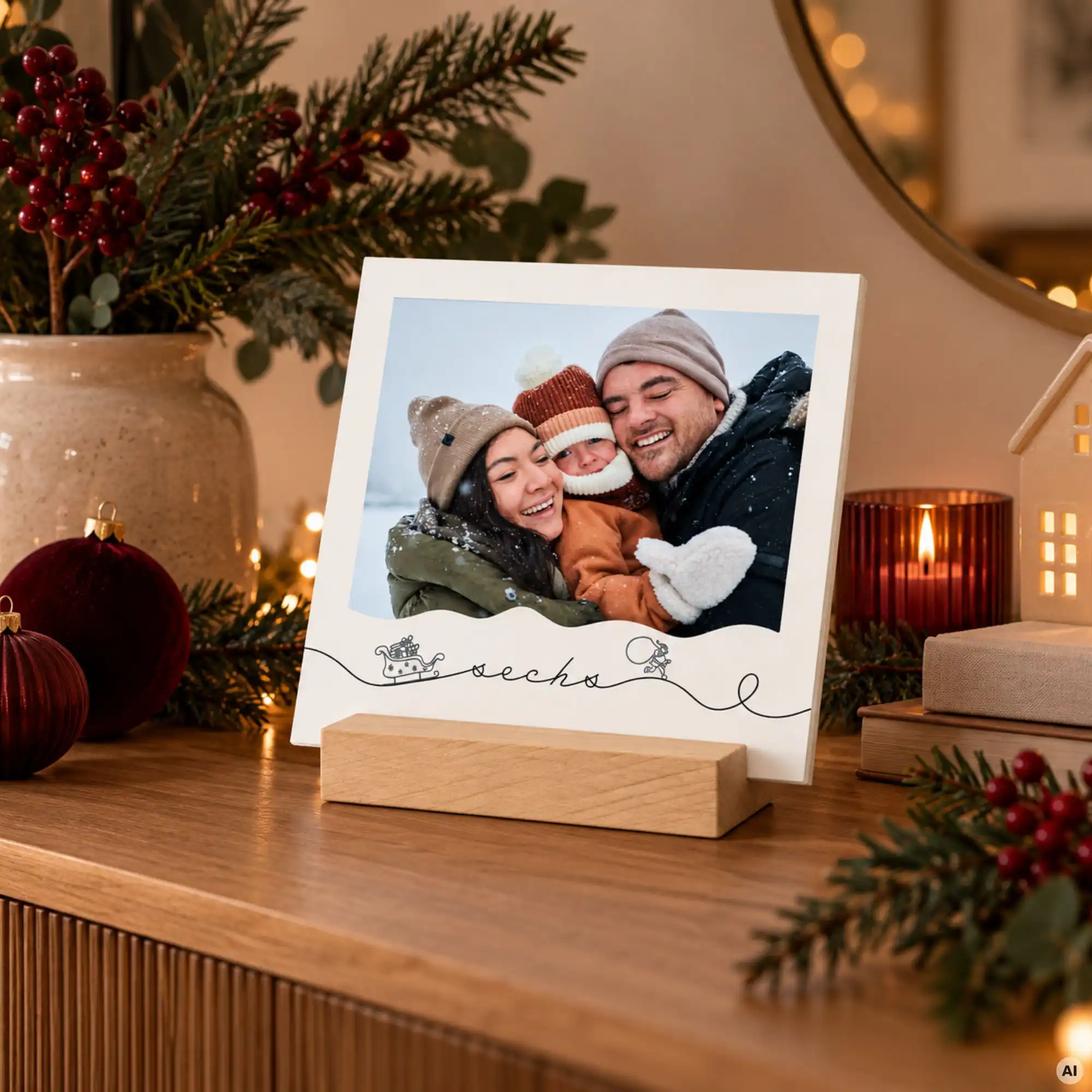 Foto Adventskalender im Holzaufsteller (13×13 cm)